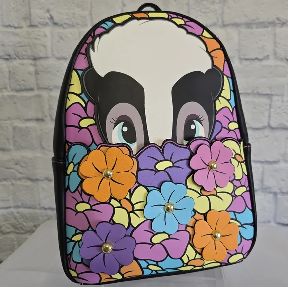 Loungefly Bambi Flower Mini Backpack Floral Blooms Colorful Disney Bag New - Picture 8 of 16